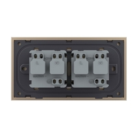 Priza dubla Livolo cu rama din sticla 4M, standard Italian, Serie noua, auriu