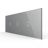 Intrerupator Simplu + Simplu + Simplu cu Touch LIVOLO cu Rama Din Sticla, Standard Italian, 6M, gri