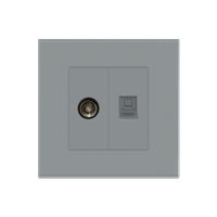 Priza TV + Internet cu Rama din Sticla LUXION, gri