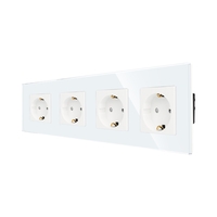 Priza Cvadrupla LUXION cu rama din sticla, alb