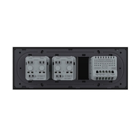 Intrerupator Dublu + 2 Prize LIVOLO cu Rama Din Sticla, Standard Italian, 6M, negru