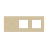 Panou Intrerupator Simplu cu Touch si 2 Prize Din Sticla LUXION, auriu