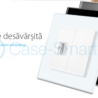 Priza simpla HDMI Livolo cu rama din sticla, alb