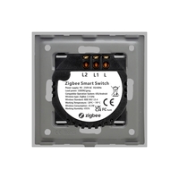 Intrerupator Dublu cu Touch din Sticla si Rama de Aluminiu LUXION, protocol ZigBee, gri