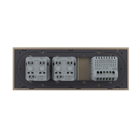 Intrerupator Simplu + 2 Prize LIVOLO cu Rama Din Sticla, Standard Italian, 6M, auriu