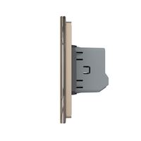 Intrerupator Dublu + Dublu cu Touch LIVOLO cu Rama Din Sticla, Standard Italian, 4M, auriu