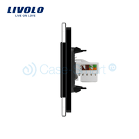 Priza internet Livolo cu rama din sticla, negru