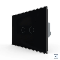 Intrerupator Dublu Cap Scara / Cruce cu Touch LIVOLO din Sticla – Standard Italian, negru