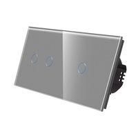 Intrerupator Dublu + Simplu cu Touch din Sticla LUXION, gri