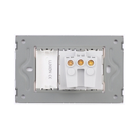 Priza Simpla si 1 Tasta Falsa cu Rama din Sticla LUXION, Standard Italian, 3M, auriu