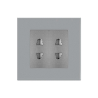 Priza Dubla cu Module Inguste cu Rama din Sticla LUXION, gri