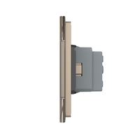 Intrerupator Dublu Cap Scara / Cruce + 2 Prize LIVOLO cu Rama Din Sticla, Standard Italian, 6M, auriu