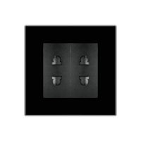 Priza Dubla cu Module Inguste cu Rama din Sticla LUXION, negru