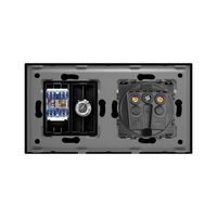 Priza Schuko + TV + Internet cu Rama Din Sticla LUXION, negru