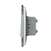 Intrerupator Simplu Mecanic Cap Cruce, 2 Module LIVOLO cu Rama din Sticla - Serie Noua, gri