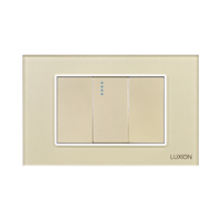 Intrerupator Simplu Mecanic 1M si 2 Taste False LUXION cu Rama din Sticla, Standard Italian, 3M, auriu