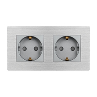 Priza Dubla LUXION cu rama din aluminiu, gri