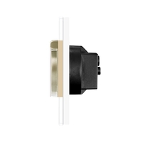 Priza Simpla cu Capac de Protectie cu Rama din Sticla LUXION, auriu