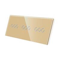 Panou Intrerupator Triplu + Triplu + Triplu cu Touch Din Sticla LUXION, auriu