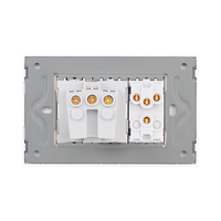 Intrerupator Dublu + Priza cu Rama din Sticla LUXION, Standard Italian, 3M, auriu