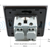 Priza simpla Livolo cu rama din sticla, alb