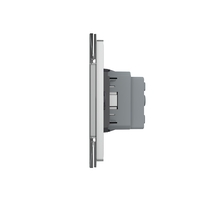 Intrerupator Simplu + Priza LIVOLO cu Rama Din Sticla, Standard Italian, 4M, gri