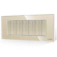 Intrerupator Mecanic 12 Posturi LUXION cu Rama din Sticla, Standard Italian, 6M, auriu