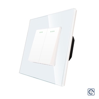 Intrerupator Dublu Mecanic cu Reset / Revenire LUXION cu Rama din Sticla, alb