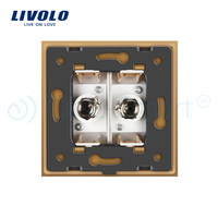 Priza dubla TV Livolo cu rama din sticla, auriu