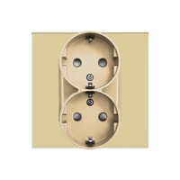 Priza Dubla LUXION cu Rama din Sticla Pentru Doza Simpla, auriu