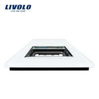 Panou intrerupator dublu cu touch + priza simpla Livolo din sticla, auriu