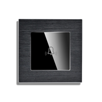 Buton Sonerie cu Touch, cu Revenire, din Sticla si Rama de Aluminiu LUXION, negru