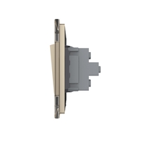 Intrerupator Dublu Mecanic Cap Scara LIVOLO cu Rama din Sticla - Serie Noua, auriu