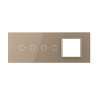 Panou Intrerupator Dublu + Dublu cu Priza LIVOLO din Sticla, Standard Italian - 6/7M, auriu