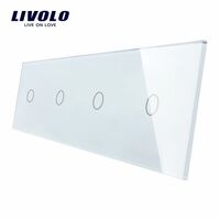 Panou 4 intrerupatoare simple cu touch Livolo din sticla, alb
