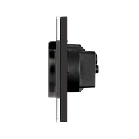 Priza Simpla cu Capac de Protectie cu Rama din Sticla LUXION, negru