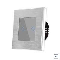 Intrerupator Dublu Cap Scara / Cruce cu Touch din Sticla si Rama de Aluminiu LUXION, Serie A, gri