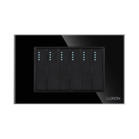 Intrerupator Mecanic 6 Posturi LUXION cu Rama din Sticla, Standard Italian, 3M, negru