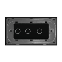 Panou Intrerupator Simplu + Dublu cu Touch LIVOLO din Sticla, Standard Italian - 4M, negru