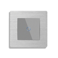 Intrerupator Simplu Cap Scara / Cruce cu Touch din Sticla si Rama de Aluminiu LUXION, Serie A, gri