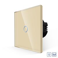 Intrerupator Simplu cu Variator cu Touch din Sticla LUXION, RF433, auriu