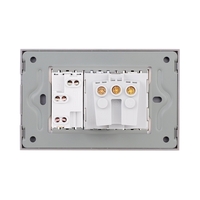 Priza Schuko + Universala Italiana cu Rama din Sticla LUXION, Standard Italian, 3M, gri