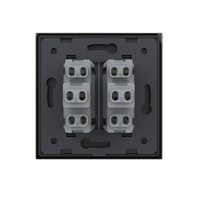 Intrerupator Dublu Mecanic Cap Scara LIVOLO cu Rama din Sticla - Serie Noua, negru