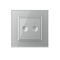 Intrerupator Dublu Cap Scara / Cruce cu Touch LIVOLO cu Rama din Sticla - Protocol Zigbee EC, gri