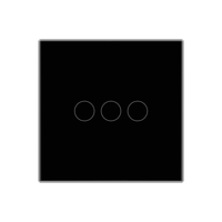 Intrerupator Triplu Wi-Fi + RF433 cu Touch din Sticla LUXION, negru