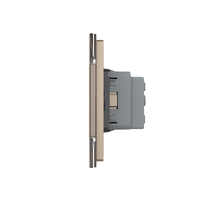 Intrerupator Simplu + Priza LIVOLO cu Rama Din Sticla, Standard Italian, 4M, auriu