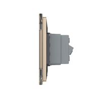 Priza dubla module inguste Livolo cu rama din sticla - standard german, auriu