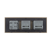 Intrerupator Simplu + Simplu + Priza LIVOLO cu Rama Din Sticla, Standard Italian, 6M, auriu