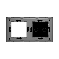 Panou Intrerupator Dublu cu Touch si Priza Simpla Din Sticla LUXION, negru