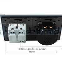 Intrerupator dublu cap scara / cap cruce + priza simpla Livolo rama din sticla, alb